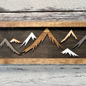 Wood Art / Wood Wall Art / Mountain Decor / Mountain Peaks / Simple Art / Mountain Art / Nursery Decor / Office Decor / Gallery Wall / 3D image 10