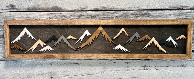 Wood Art / Wood Wall Art / Mountain Decor / Mountain Peaks / Simple Art / Mountain Art / Nursery Decor / Office Decor / Gallery Wall / 3D image 10