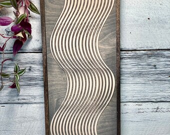 Wave art - modern art - geometric art - wood art - waves - texture art - minimalist - abstract art / Gifts