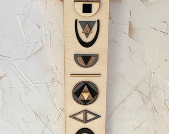 Geometric Wood Wall Art: Southwest Decor Tapestry (24x6)