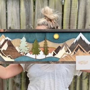 Wood Wall Art / Nursery Decor / Gifts / Wood Art / Reclaimed Wood / Mountain Sign / Sunrise / Sun Scape / Mountain Scape / Mountain
