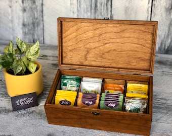 Tea Box / Tea Storage / Tea Organizer / Tea Caddy / Tea Chest / Tea Holder / Custom Tea box / Kitchen Storage / Gifts