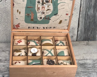 Watch Box / Compartments / Watch Organizer / Wood / Watch Case / Anniversary / Watch Storage / Maple / Cherry / Compartment Box / Map