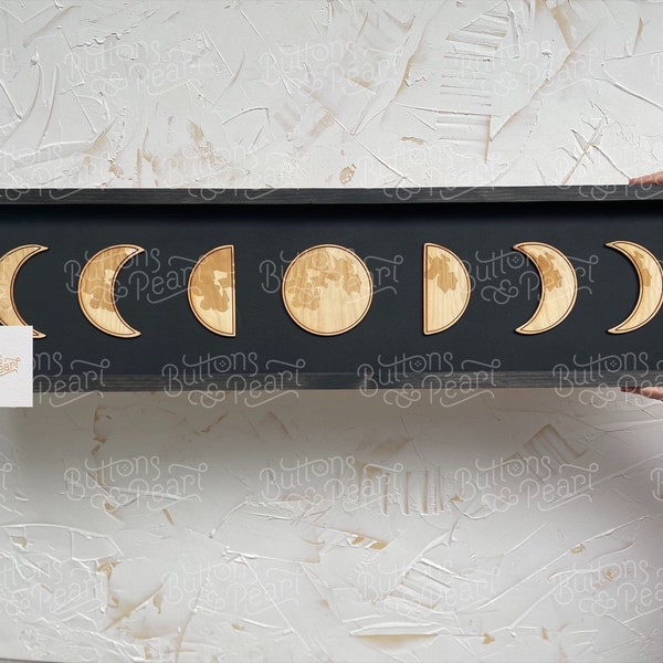 3D Moon Phases Wood Art: Engraved Lunar Cycle Wall Decor