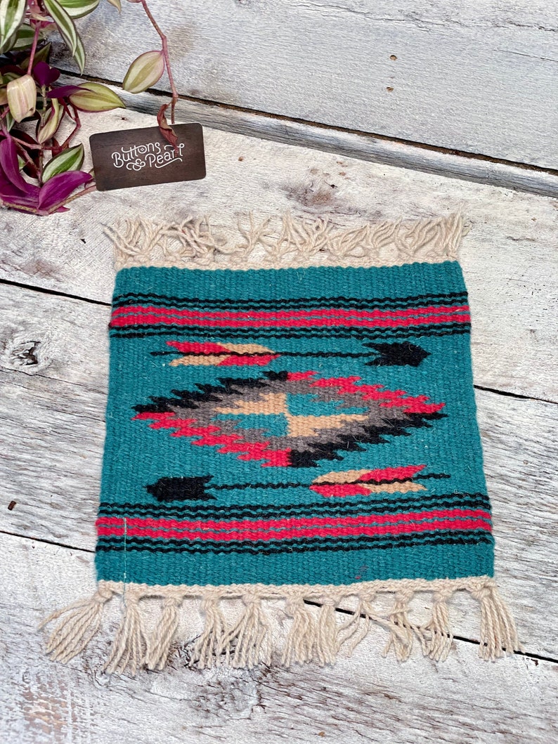 House Warming Gift Aztec blanket mat coffee table rug boho mat large drink coaster plant mat table rug hostess gift 10 x 10 image 5