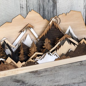 Mantle sign Custom Mountain Mantle decor Forest 3D Forest Art Mountain Art Tree Art Shelf Decor Mountain Sculpture / Gifts image 9
