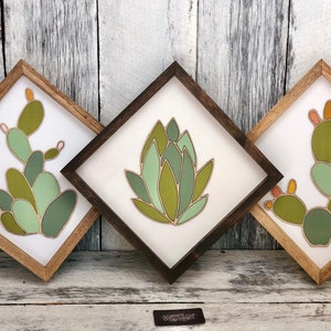 Cactus Art Succulent Art Wood Art Gifts Plant Wall Hanging Plant Art Plant Decor Boho Fathers Day Gift image 1