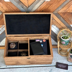 Watch Box / 8 Watch / Compartments / Valet Tray  / Watch Organizer / Jewelry /  Watch Case / Watch Storage / Wood / Maple / Cherry / Velvet