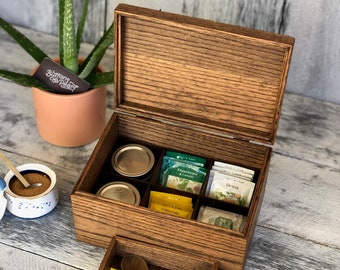 Tea Box / Storage / Tea Bag Holder / Tea Caddy / Tea Chest / Wood / Tea Time / Maple / Cherry