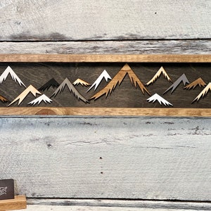 Wood Art / Wood Wall Art / Mountain Decor / Mountain Peaks / Simple Art / Mountain Art / Nursery Decor / Office Decor / Gallery Wall / 3D image 2