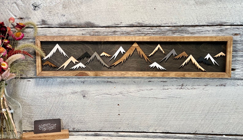 Wood Art / Wood Wall Art / Mountain Decor / Mountain Peaks / Simple Art / Mountain Art / Nursery Decor / Office Decor / Gallery Wall / 3D image 2