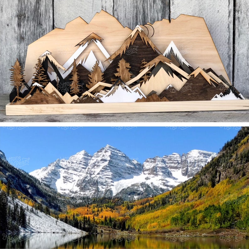 Mantle sign Custom Mountain Mantle decor Forest 3D Forest Art Mountain Art Tree Art Shelf Decor Mountain Sculpture / Gifts image 4