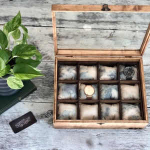 Watch Box / Glass Top / Watch Case / Compartments / Watch Storage / Modern / Watch / Organizer / Wood / Watch Display / Maple / Cherry
