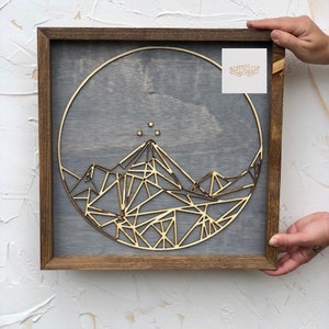 ACOTAR Mountain Wood Art: Stained Frame, Natural Wood Interior