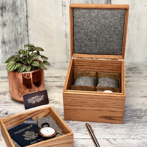 Sale / Watch Box / 4 Watch / Compartments / Valet Tray / Watch Organizer / Square / Watch Case / Watch Storage / Jewelry Box / Wood