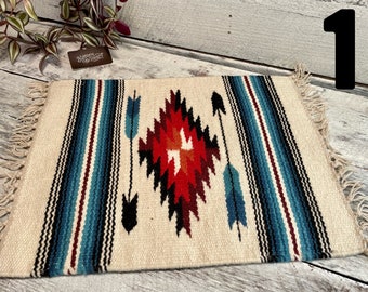 Aztec Blanket Mat - Boho Coffee Table Rug, Plant Mat (15 x 20)