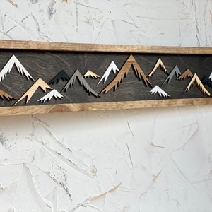 Wood Art / Wood Wall Art / Mountain Decor / Mountain Peaks / Simple Art / Mountain Art / Nursery Decor / Office Decor / Gallery Wall / 3D image 3