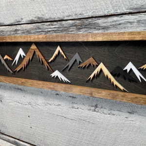 Wood Art / Wood Wall Art / Mountain Decor / Mountain Peaks / Simple Art / Mountain Art / Nursery Decor / Office Decor / Gallery Wall / 3D image 8