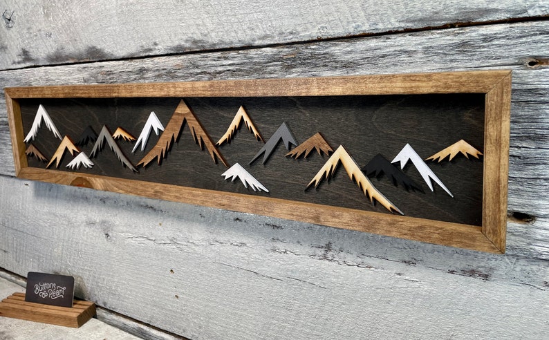 Wood Art / Wood Wall Art / Mountain Decor / Mountain Peaks / Simple Art / Mountain Art / Nursery Decor / Office Decor / Gallery Wall / 3D image 8