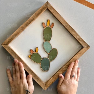 Cactus Art Wood Wall Art Gifts Wood Art Cactus Boho Decor Fathers Day Gift Plant Decor image 6