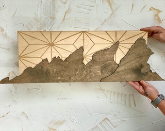 Wood Wall Art / Nursery Decor / Office / Wood Art / Reclaimed Wood / Mountain Sign / Frameless / Wood Art / Flatiron Mountains / Geometric