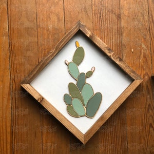 Cactus Art Succulent Art Wood Art Gifts Plant Wall Hanging Plant Art Plant Decor Boho Fathers Day Gift image 7