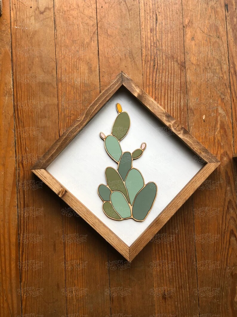 Cactus Art Succulent Art Wood Art Gifts Plant Wall Hanging Plant Art Plant Decor Boho Fathers Day Gift image 7