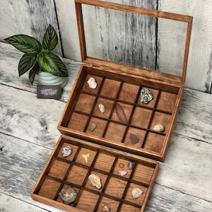 Glass top Rock Collection Box - Coin Collection - Sea Shell Storage - Dice collection - Collection display Box - Gifts - Souvenir Box