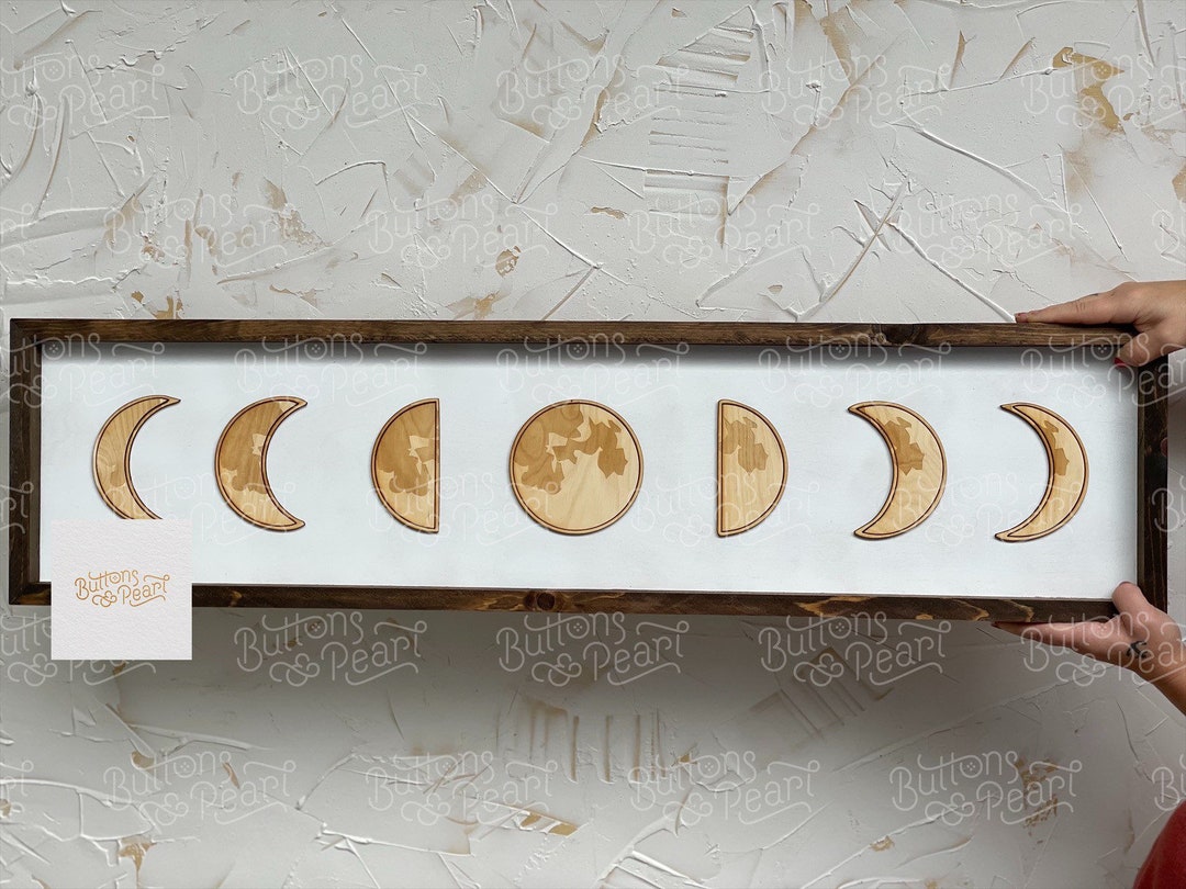 3D Wood Moon Phases Wall Art: Engraved Lunar Sign Decor - Etsy
