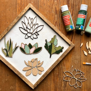 DIY Succulent Garden Paint Kit: 3D Wood Wall Art