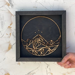 ACOTAR Wood Mountain Art: Black Frame, Natural Wood Interior