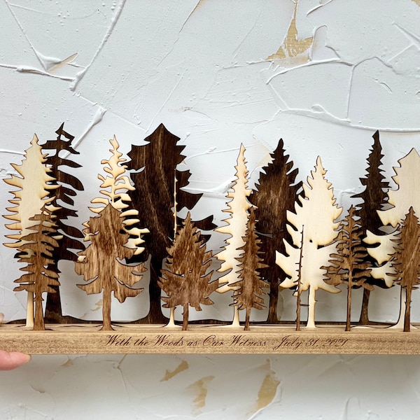 Panneau de cheminée - Décoration de cheminée - Forêt - Art forestier 3D - Pièce maîtresse d'arbre - Art d'arbre - Décoration d'étagère - Décoration de vacances - Cadeau fête des pères / Cadeaux