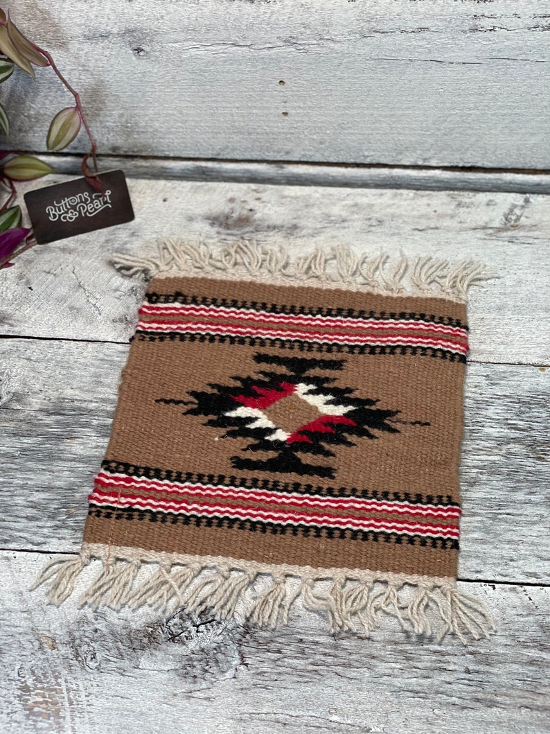 House Warming Gift Aztec blanket mat coffee table rug boho mat large drink coaster plant mat table rug hostess gift 10 x 10 image 8