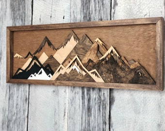 Mountain Art / Wood Art / Reclaimed Wood Art / Nursery Decor / Gallery Wall / Fathers Day Gift / Mountain / Wood Wall Hanging / Boho / Gifts