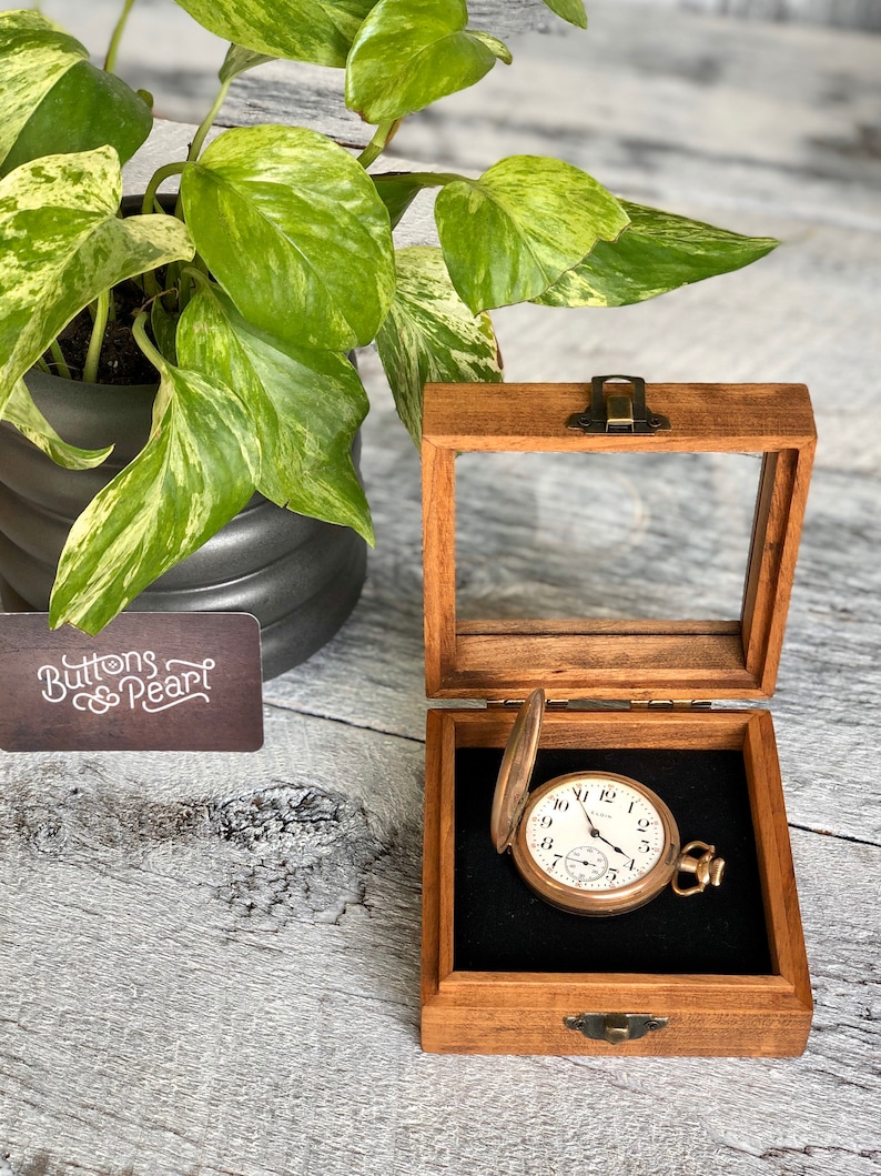 Pocket Watch Box / Glass Top / Pocket Watch Display / Heirloom Etsy