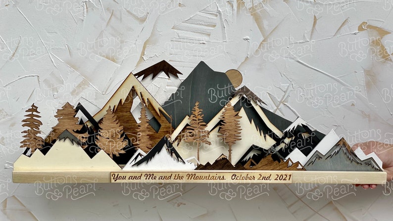 Mantle sign Custom Mountain Mantle decor Forest 3D Forest Art Mountain Art Tree Art Shelf Decor Mountain Sculpture / Gifts image 1