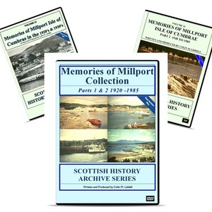 May include: Three DVD cases with images of a Scottish island and the text "Memories of Millport Collection Parts 1 & 2 1920-1985" and "Scottish History Archive Series Written and Produced by Colin M. Liddell".