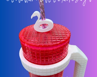 Double Sided Flamingo Float Straw Topper | 3D Printed for 8.5mm STANDARD straws only - NOT for Stanley!