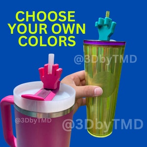 Middle Finger Straw Topper, Flip The Bird, F you, LOL gag gift | 3D Printed for 8.5mm standard straws AND Stanley 30/40oz!