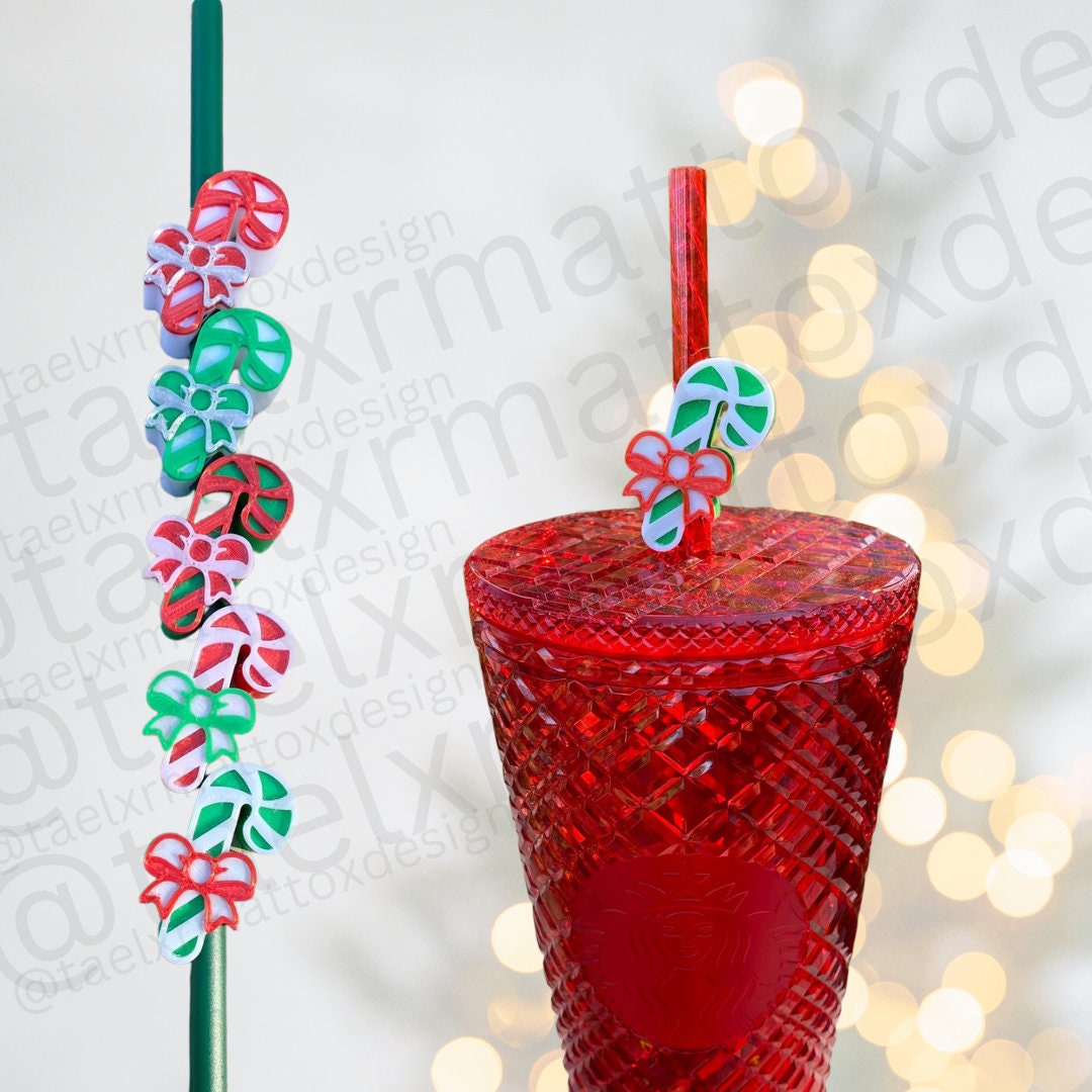 BLING Candy Cane Straw Topper | Straw Buddy | Straw Charm | Straw Decoration