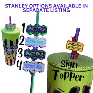 Custom Beetle J / It&#39;s Showtime / Sign Straw Topper | 3D Printed for 8.5mm STANDARD straws only - NOT for Stanley!