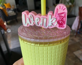 Werk (with finger snap) Straw Topper | 3D Printed for 8.5mm STANDARD straws only - NOT for Stanley!