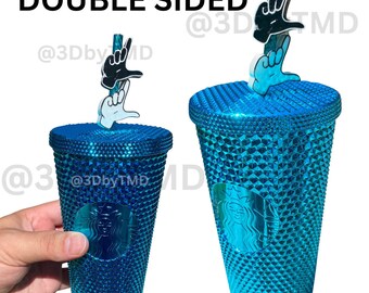 Double Sided Loser L-Hand Straw Topper | 3D Printed for 8.5mm STANDARD straws only - NOT for Stanley!