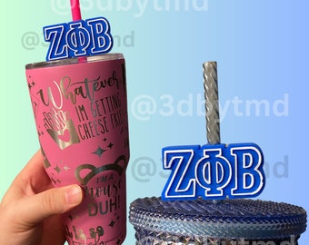Custom Zeta Straw Topper | Sorority Gift | 3D Printed for 8.5mm STANDARD straws only - NOT for Stanley!
