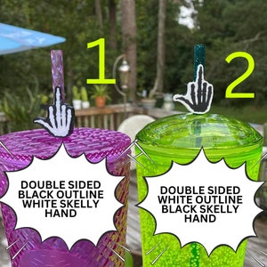 Double Sided Skeleton Middle Finger Straw Topper | 3D Printed for 8.5mm STANDARD straws only - NOT for Stanley!