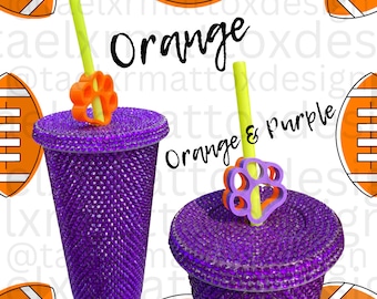Tiger Paw / Orange Ftball Straw Topper | 3D Printed for 8.5mm STANDARD straws only - NOT for Stanley!