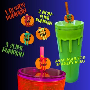 Spooky Slime / Bloody Pumpkin Straw Topper | 3D Printed for 8.5mm standard straws AND Stanley 30/40oz!