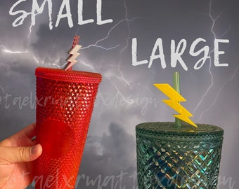 Small/Large Lightning Bolt Straw Topper | 3D Printed for 8.5mm STANDARD straws only - NOT for Stanley!