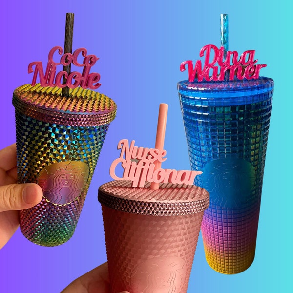 Custom Cursive 1st & Last Name Straw Topper | Personalized Gift | 3D Printed for 8.5mm STANDARD straws only - NOT for Stanley!