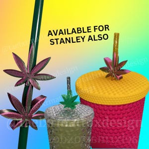 Plant Leaf Straw Toppers | 3D Printed for 8.5mm standard straws AND Stanley 30/40oz!